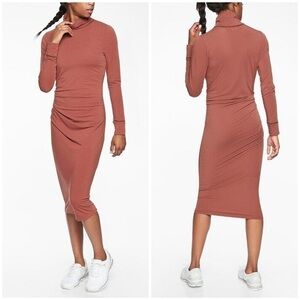 Athleta New Industry Turtleneck Dress Havana Brown Size S